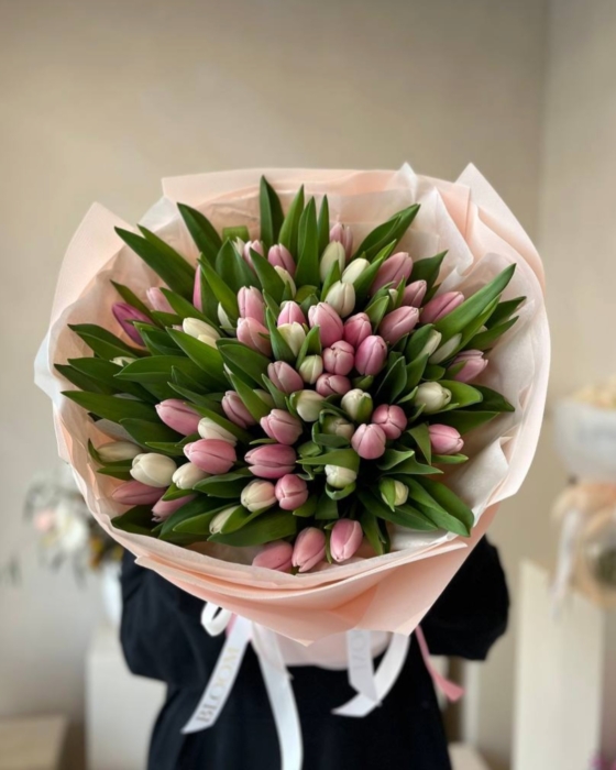 biało-różowe tulipany