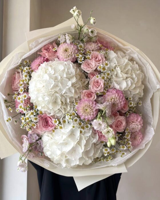 bukiet floral radiance large, bukiet z dalią i rumiankiem