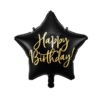 Balon gwiazda Happy birthday black