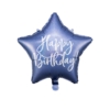 Balon gwiazda Happy birthday blue