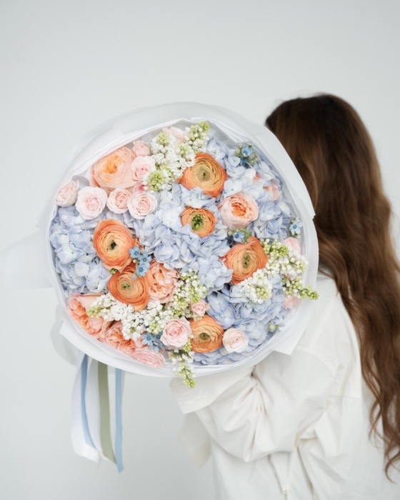 Powder Blue Peach Bouquet large